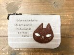 猫アップリケの小銭入れの画像