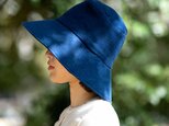Organiccotton　日よけ帽子（藍染ガーゼ）の画像