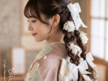 髪飾り　成人式　振袖　卒業式　袴　結婚式　ウェディングヘア　前撮り　ヘッドドレス　オーガンジーリボン　リボンアレンジ♡