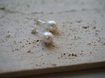 （再）【drop】 ホワイト淡水ドットピアスの画像