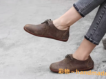 【受注製作】丸トウパンプス　靴ひも　手製牛革レザー　靴　茶・黒　RE93の画像