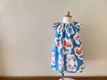 子供　浴衣地スモックワンピース　注染紫陽花（水色地）　80サイズ〈受注製作〉の画像