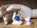 限定品【陶器の小さな招き猫とねずみさん】送料無料の画像