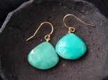 【K14gf】Big Chrysoprase Earrings／クリソプレーズ フックピアスの画像