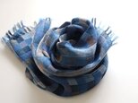 リネン＜青の粒ⅱ＞手織りの画像