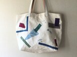リネン帆布のコラージュと刺し子のバッグ『夏の海の香』の画像