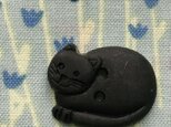 フランス製 ボタン2個 猫 キャット マットブラック20mm AH 　B-1657　ねこ　の画像