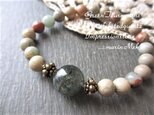 【marinMek*】グリーントルマリンルチル、インプレッションストーンのブレスレット