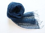 藍染　リネンシルクストール（変わり織り）　縹色の画像