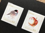 とりのこ切手『桜文鳥&白文鳥』の画像