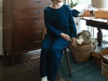 【藍染】Linen＆Organiccotton ゆったりプルオーバーとパンツセット【リネン混Wガーゼ】の画像