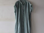 LINEN＊フレンチスリーブ肩ギャザーワンピース　Lithuanian linen　【受注生産】の画像