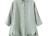 ★サンプルセール　1点のみ★（B33）リネン シャツブラウス  7分袖　リネン100％