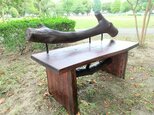 森のベンチ(背もたれ付)の画像