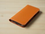 ヴォーエプソン 牛革 iPhone カバー レザーケース  手帳型  オレンジの画像