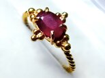 ルビー アンティーク風粒金リング