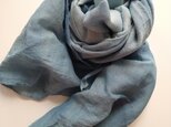 訳あり　長い期間使えるシルクウールストール　草木染め　インド藍染めの画像