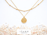 【ifumé】＼つけっぱなしOK❗／サージカルステンレス 小さめコインネックレス &ドットチェーンset 　GOLDの画像
