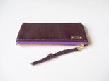 イタリア革の3ポケット小銭、小物入れ(プルーニャ・濃い紫)