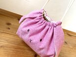 うさぎ 弁当袋 ピンク　巾着 Ｌ 送料無料　ランチ　バッグ プレゼント 子供 入園 入学 動物　の画像