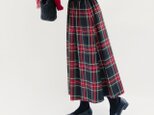 いつまでも心惹かれる 上質なタータンチェックを楽しむ ロングスカート 黒 赤 ロイヤルスチュアート●JUDITH-SK●