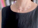 小粒ケシパールとルビーを使ったチョーカーネックレス　K14gf