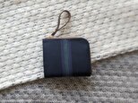 刺繍革財布『グラデーションステッチ』NAVY（牛革）二つ折り☆ミニ財布☆の画像