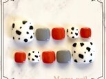 【124】ダルメシアン× グレーテラコッタ フットネイルチップの画像