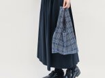 リュクスなエコバッグ グレー 青 タータンチェック ●ROLLA-ECOBAG-Sサイズ●の画像