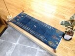 秋の目玉品】ペルシャ　ギャッベ ミニランナー　117×44 藍色　青　生命の木の画像