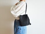 数量限定！2wayシアードット "ブラック"シェットマリンバッグ　チュール刺繡の透け感のミックスの画像