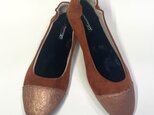 ◆秋冬SALE◆中敷2種類付き♪2WAY軽量バイカラーバレエシューズ(ブラウン x ブロンズ)22.5cm〜24.0cmの画像