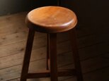 №043　木製丸椅子/スツール/アンティーク家具/古道具/インテリア/イス/の画像