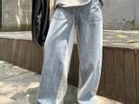 【新作】デニムとスウェット素材のバルーンパンツ（グレー）23009DMの画像