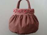 FRANCE ANTIQUE LACE MARU BAG [BRICK]の画像