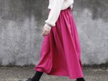 コットンビエラ ギャザースカート（フューシャピンク）ロング マキシ ローズレッド 起毛