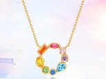 虹色の宝石ペンダント - 華やかな印象と幸せな気持ちを与える0655