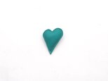 <即納>ハート形レザーブローチ4h/green_hoso/本革/山羊革/heart4h