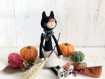 【秘密のあこちゃん様専用】ハロウィンの黒ねこガールとかぼちゃの画像