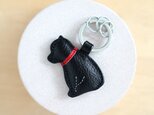 ふっくらした子犬のキーリング  ブラック×レッド