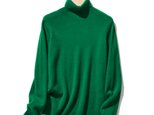 素肌に触れるから　上質がいい。ウール100％ニット　シームレース製法　タートルネック　グリーン　231017-4