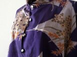 着物リメイク:紫色銘仙のシャツワンピース