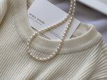 14kgf ぷっくりライス Pearl Necklace（rice）淡水パールショートネックレス　38.5～43.5ｃｍの画像