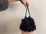 【1点在庫あり】「黒」籐とかぎ針編みのバッグMeggBag poche /かごバッグ