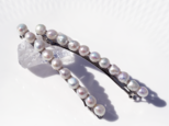 高級感★バロックパール連なる淡水真珠の細バレッタ　～Marinellaの画像