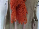 ブラッドオレンジモヘア　かぎ針編みマフラーの画像