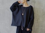 ふわっと起毛コットン、シンプル長袖トップス/ブラック