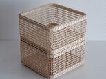 正方形底の四角いバスケット/22角・2段重ね(こだし編み)