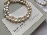 Pearls Necklaces:普段使いの淡水バロックパールネックレス　ホワイトパール不揃いバロック長さ44cm