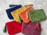ピッグスエードの小さなポーチ　バイカラー　6カラー